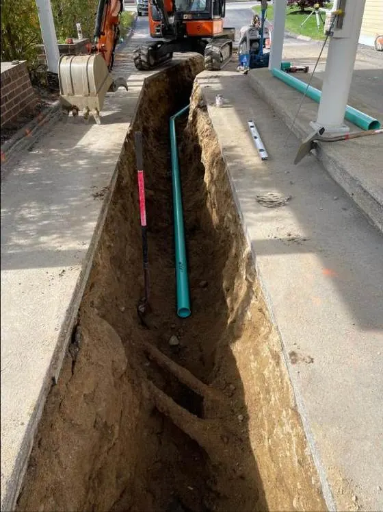 Water service trench